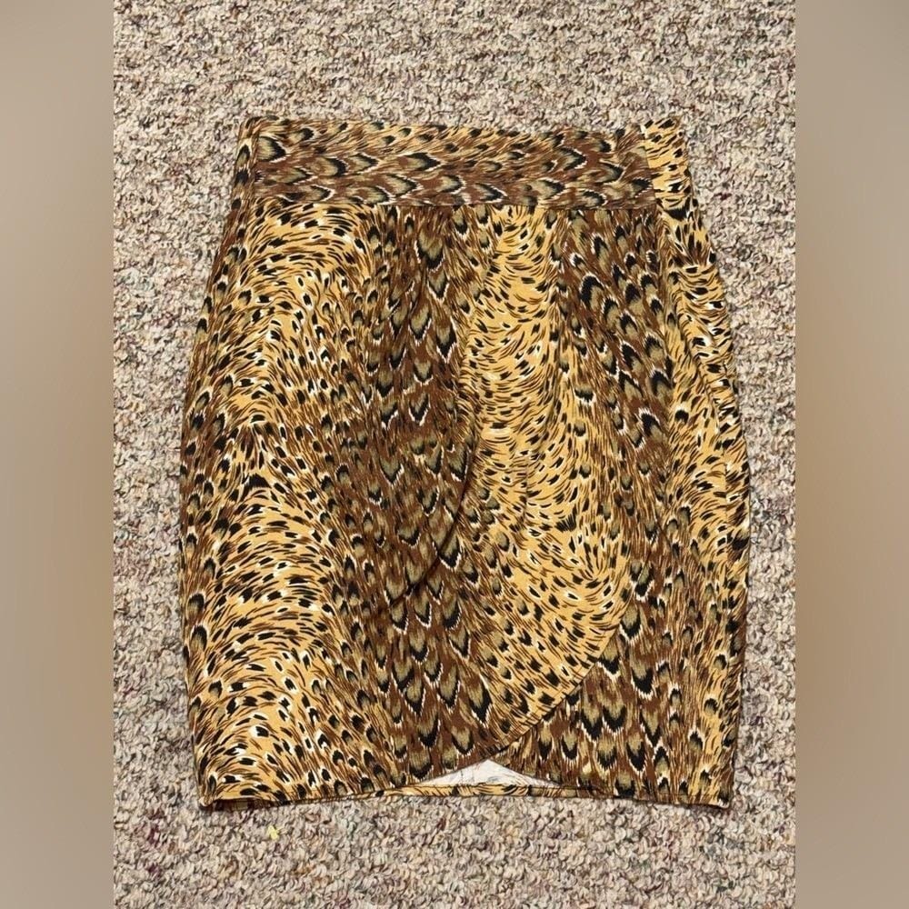 Vintage Women's size medium Beverly Hills Animal Print Skirt 80s skirt cute